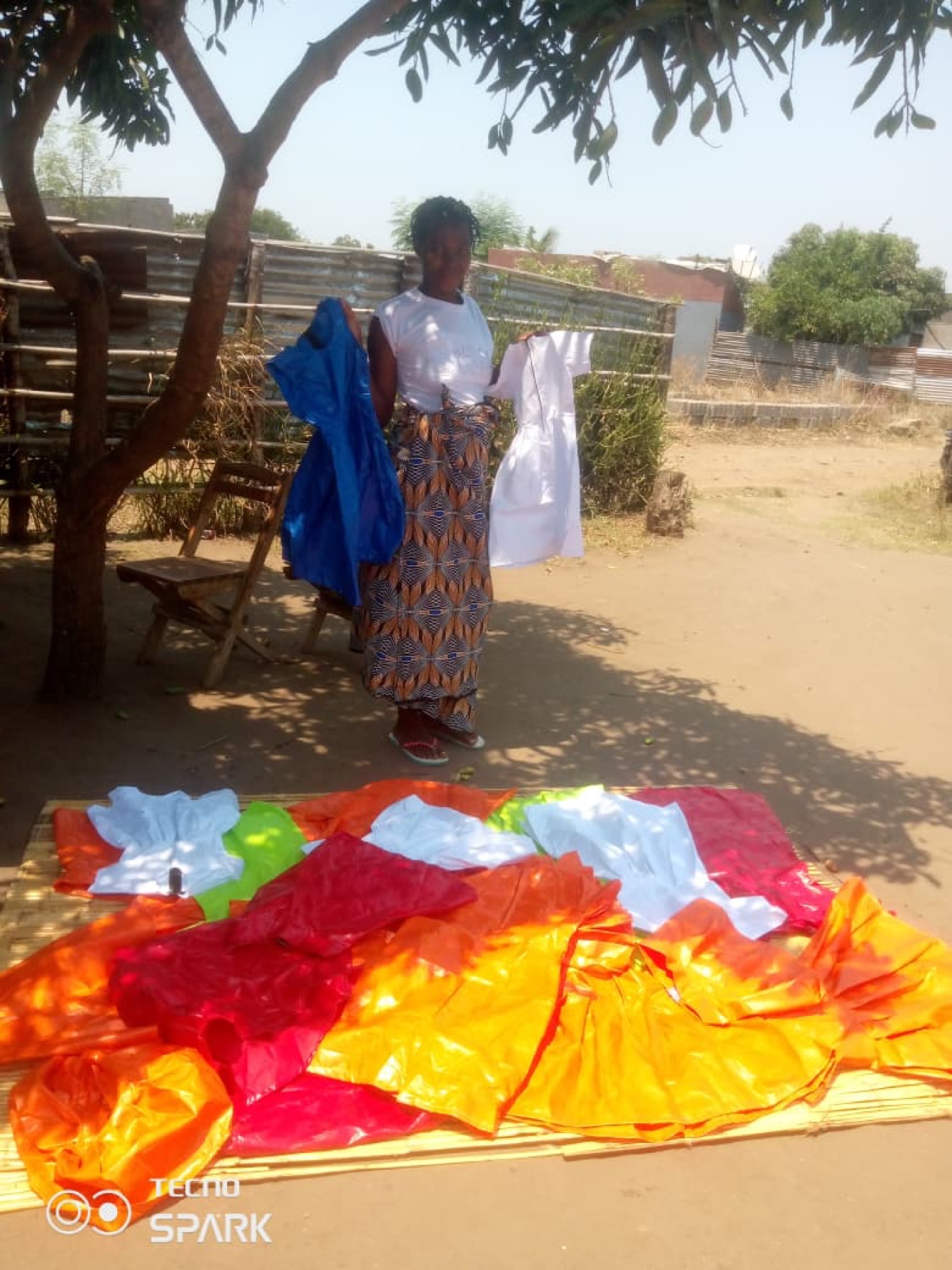 Locally prepared clothing displayed in the community.