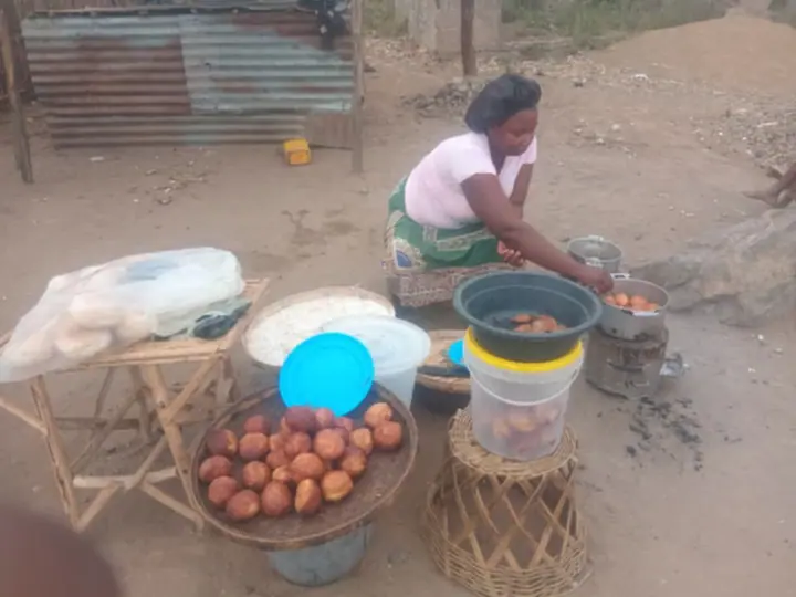 Food prepared for sale as part of practical income generation.