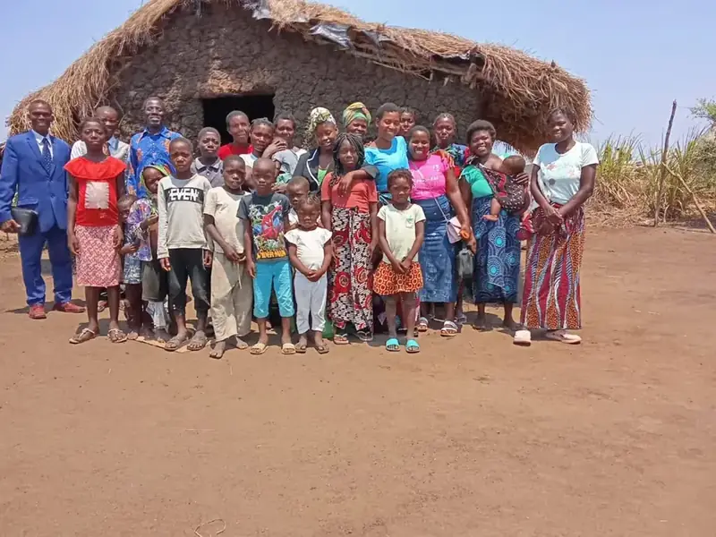 Children, families, and local church leaders gathered in Mozambique