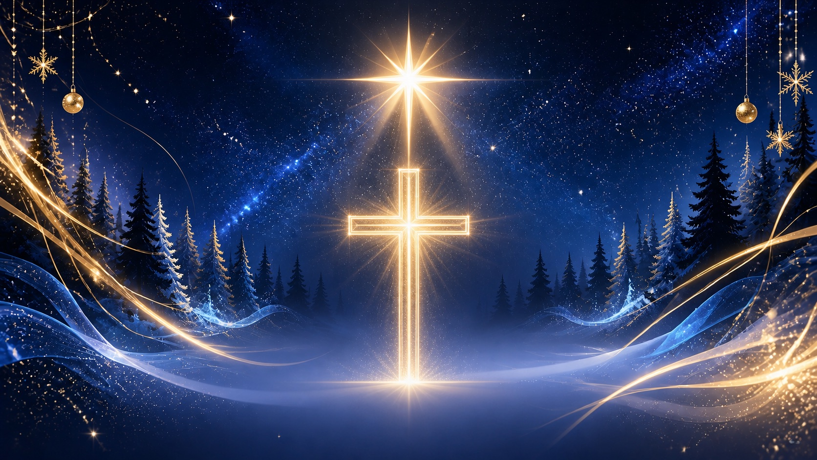 Christmas sky illuminated by the Star of Bethlehem